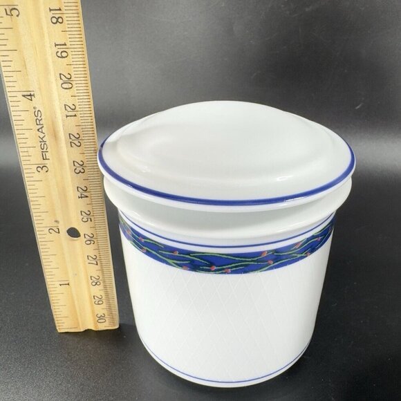 Dansk New Scandia Porcelain Trellis Floral Sugar And Creamer Blue White Set 2 - Picture 5 of 14